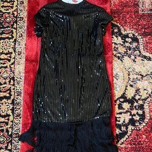 Elegant Black Sequin Kids Dress